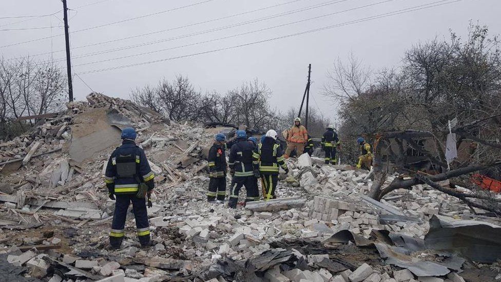 The president's office said four people were killed when residential buildings were hit in the Zaporizhzhia region