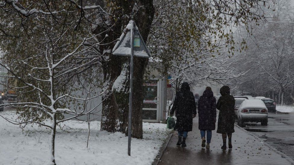 The first snow of winter has hit Ukraine, including the western city of Lviv