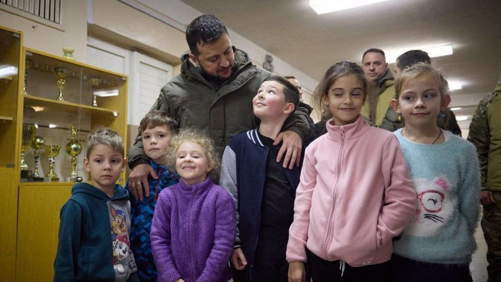 President Zelensky visited a 'Point of Invincibility' on Friday - special shelters for basic services as power cuts bite