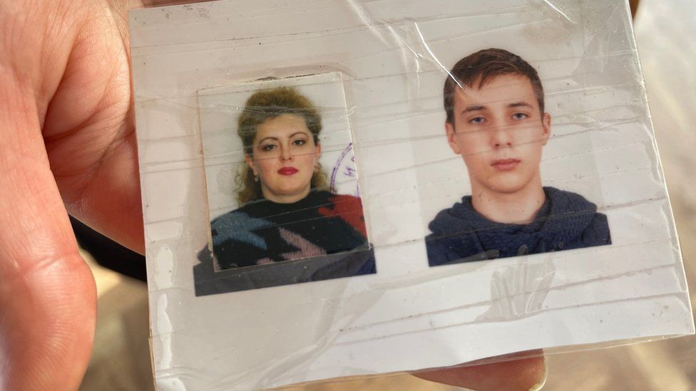 Iryna and her son Yevheniy were killed by a Russian airstrike in March - Iryna's body has still not been found