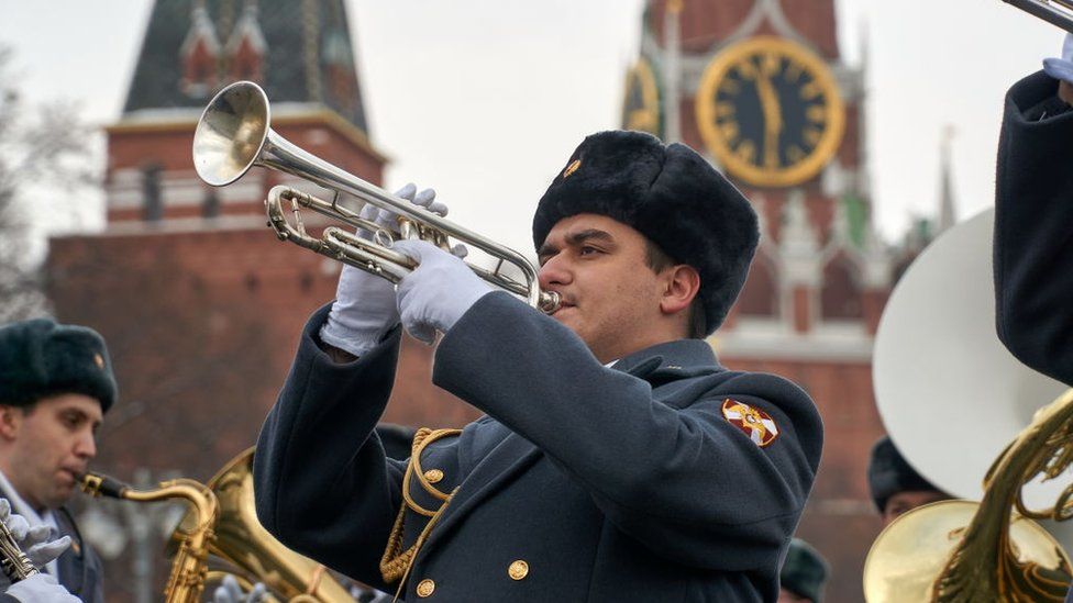 A member of a Russian military band in Moscow last year (file picture)