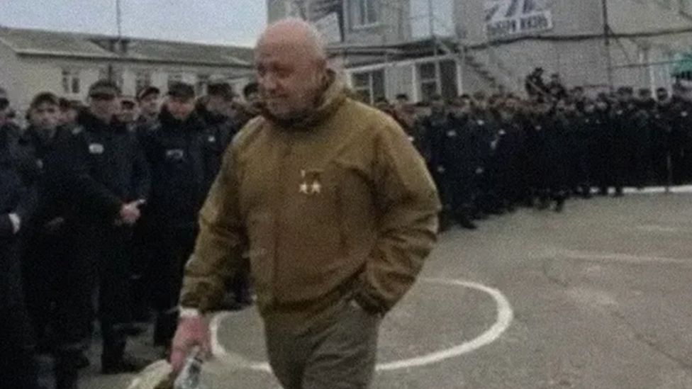 Wagner leader Yevgeny Prigozhin has been seen in leaked footage addressing prisoners in Russia