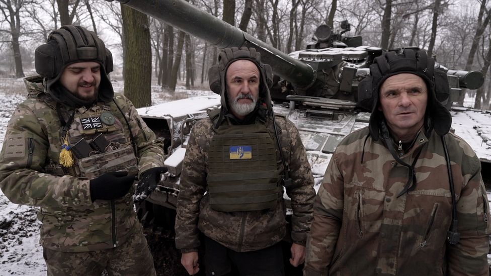 Vasyl, Volodymyr and Bogdan man a Soviet-era tank - and would all like an upgrade