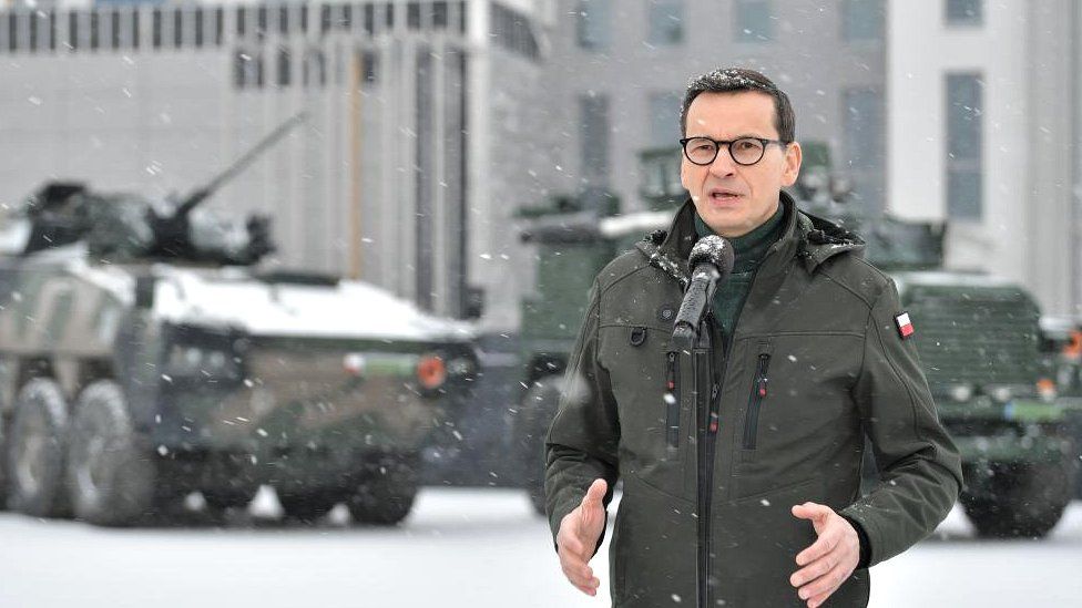 Prime Minister Mateusz Morawiecki says Poland must arm itself "even faster" as a result of the conflict in Ukraine