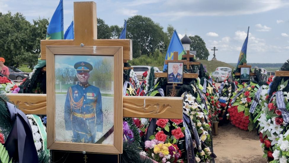 When the BBC visited this cemetery near Pskov there were dozens of fresh graves for Russian paratroopers