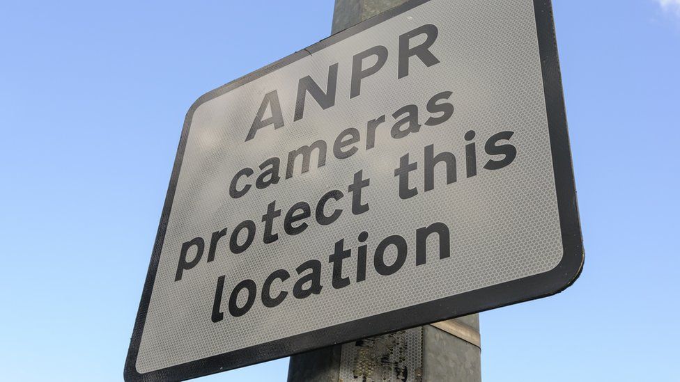 Stock image of a sign warning of ANPR use