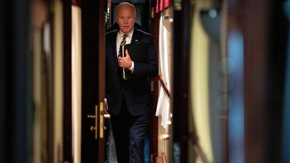President Biden made a 10-hour train journey from Poland to Kyiv