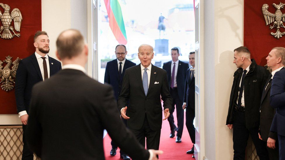 Mr Biden met leaders from the Bucharest Nine nations during his visit to Poland