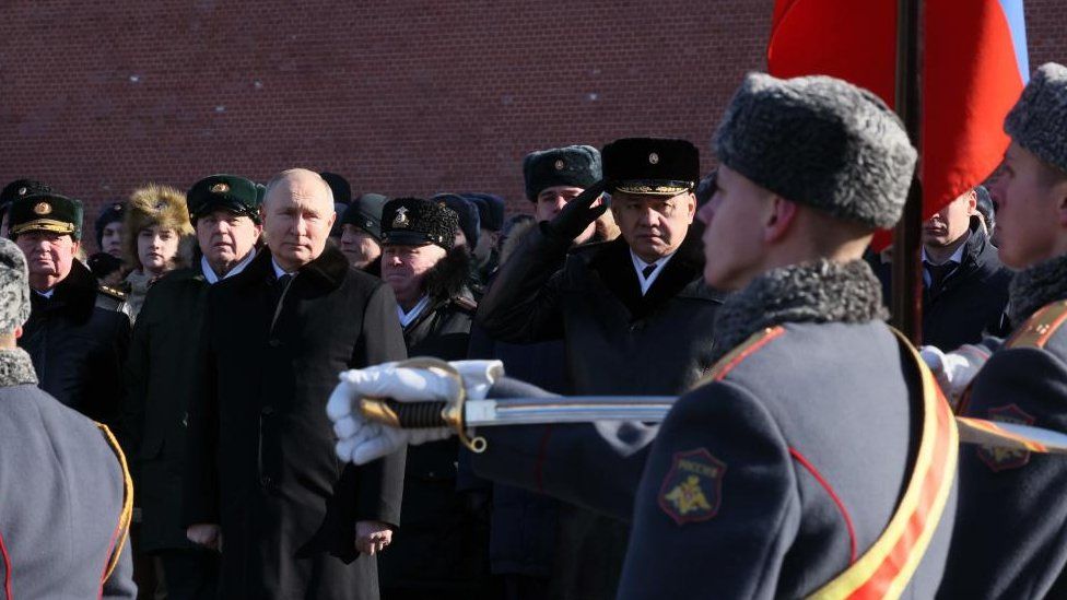 Mr Putin attended a military ceremony on Thursday to mark Defender of the Fatherland Day