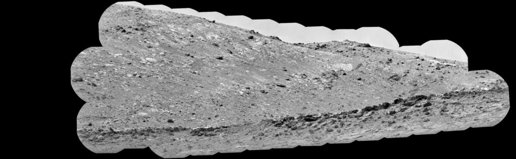 Мозаика ChemCam хребта Гедиз Валлис: Марсоход НАСА Curiosity использовал свой прибор ChemCam, чтобы рассмотреть валуны на хребте Гедиз Валлис с 15 по 17 ноября 2022 года, с 3 653-го по 3 655-й марсианские дни, или солы, миссии. 
