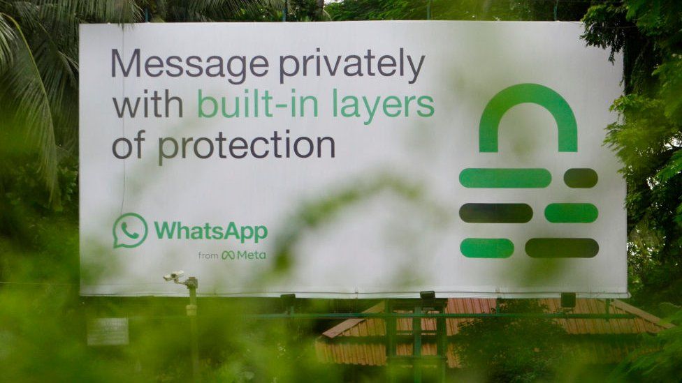A billboard promoting WhatsApp's encryption