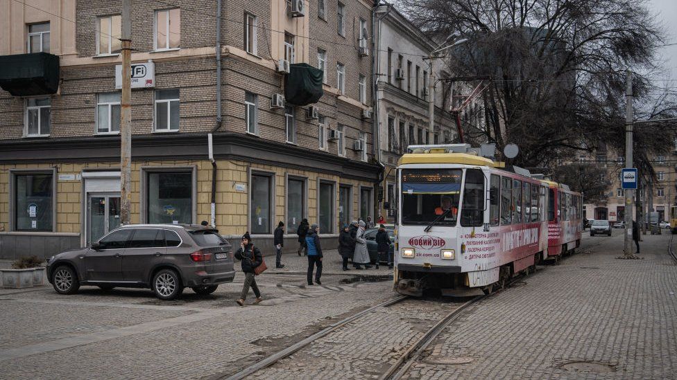 Trams are running in Dnipro and the street lights are back as life appears more normal