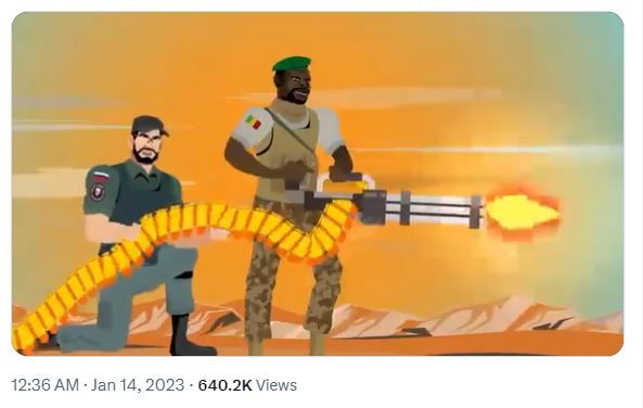 In January, a cartoon promoting Russia's Wagner Group's actions in Mali went viral on Twitter