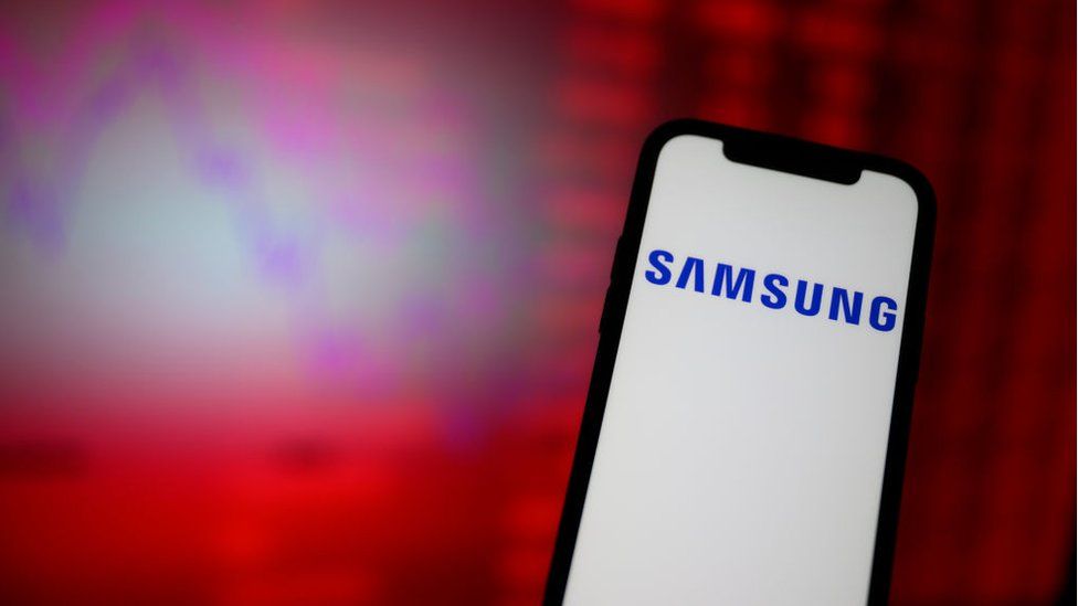 Samsung logo on smartphone