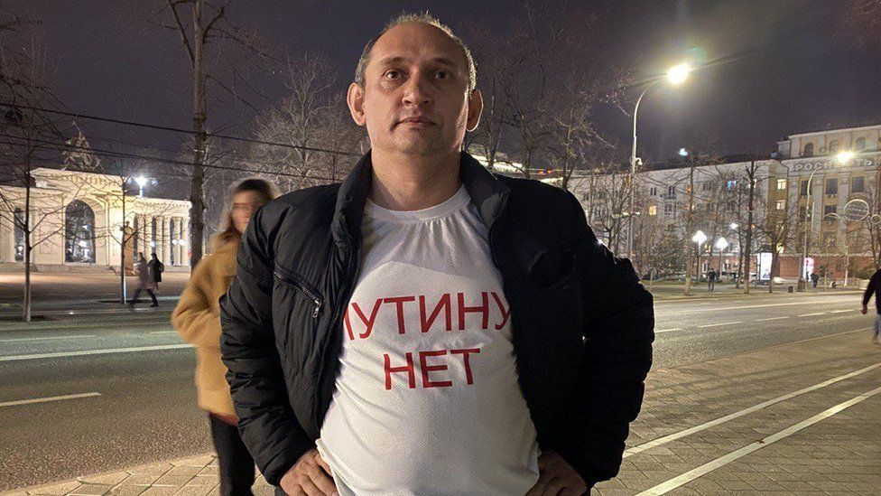 Vitaly Votanovsky was arrested at the start of the war for wearing a 'No to war' t-shirt