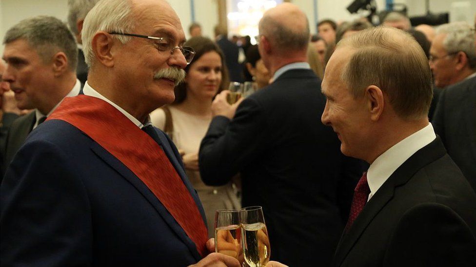Nikita Mikhalkov (left) is an ardent supporter of President Putin