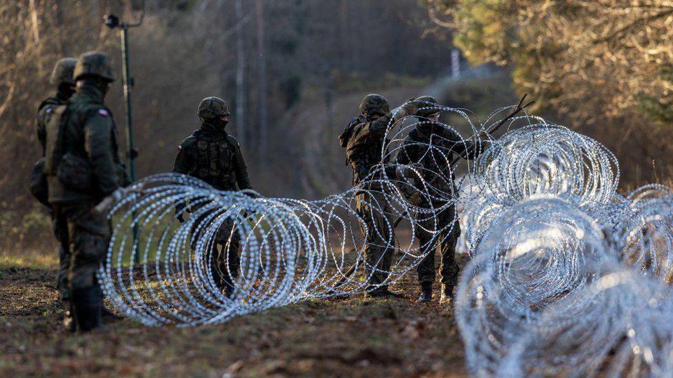 Poland is putting up razor wire at its border with the exclave