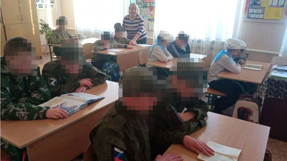 Ukrainian children were taken from their homes, dressed in Russian military uniforms, and taught the Russian curriculum