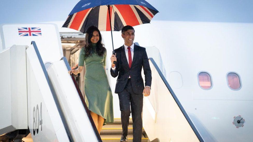 UK PM Rishi Sunak and his wife, Akshata Murty, arriving in Tokyo ahead of the G7 summit