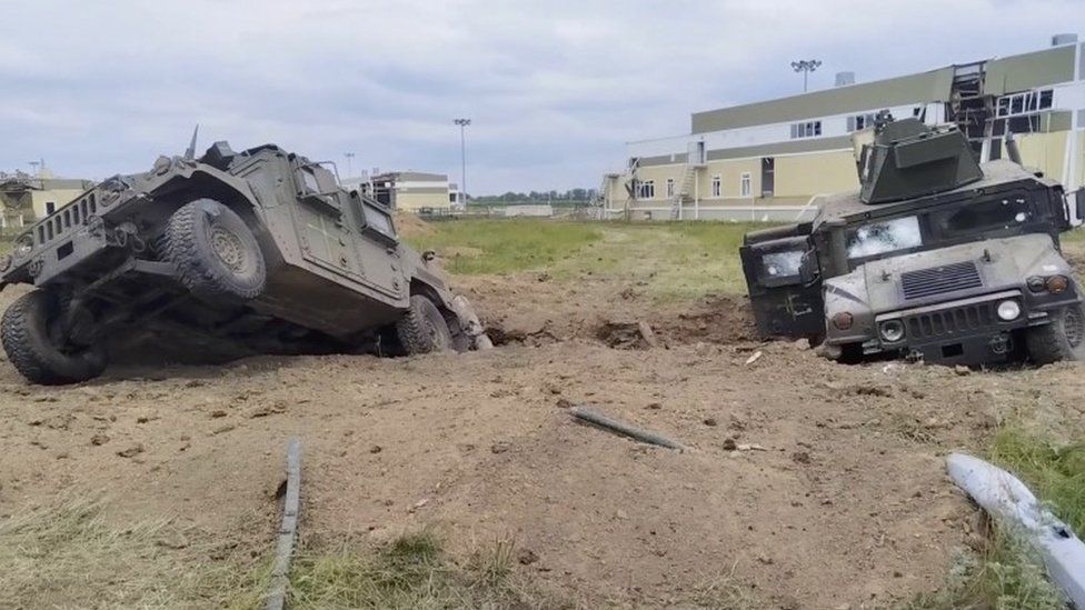 The Russian defence ministry released photos of abandoned or damaged Western military vehicles, but some have claimed the images are staged