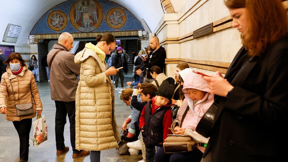 People use Kyiv's metro stations as shelter during air raid alerts