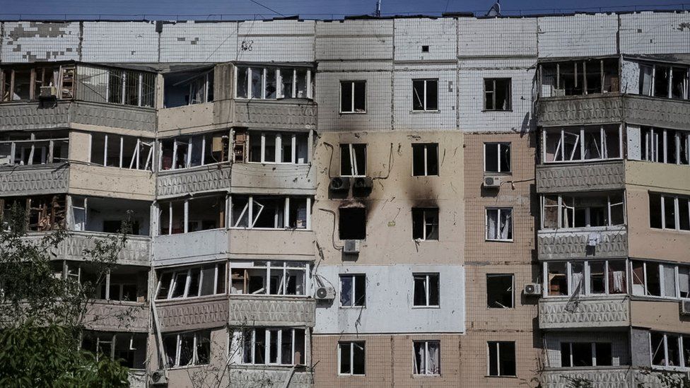 The residential block in Odesa was damaged during a massive Russian drone strike