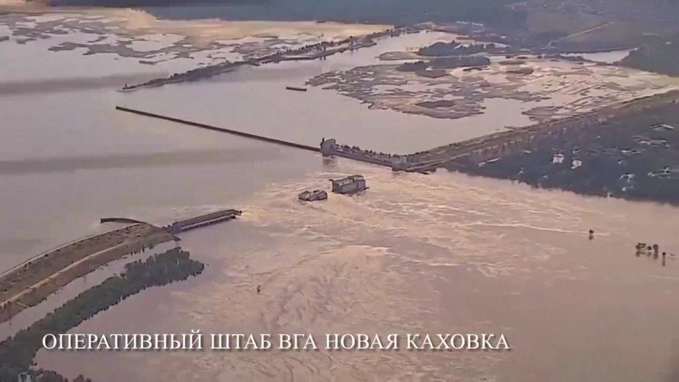 Drone footage appears to show water drying up at the mouth of the North Crimean Canal