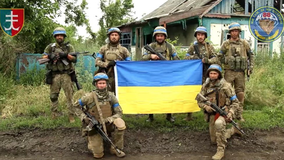 Ukrainian soldiers from 35th Brigade posted a photo, saying its soldiers retook the village of Storozheve in the eastern Donetsk region