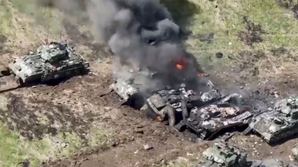 Russia's military claims that a number of Ukraine's western-supplied tanks and armoured personnel carriers have been destroyed in fierce fighting