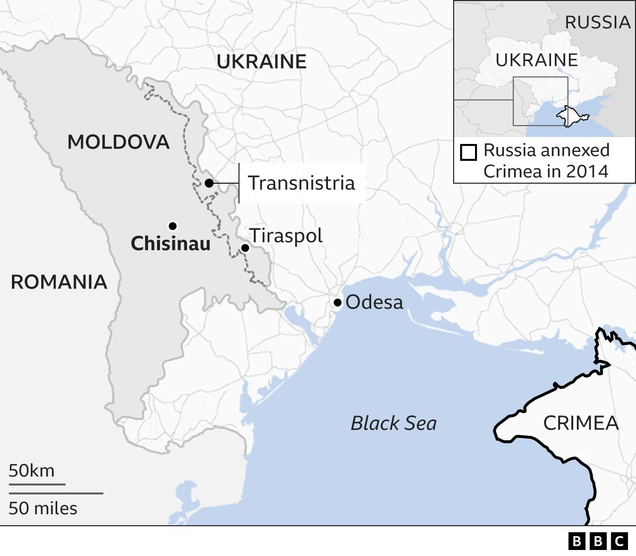 На карте показаны Молдова и Приднестровье