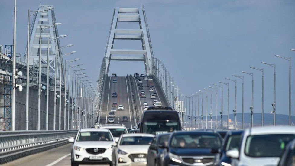 A file photo of the bridge connecting mainland Russia with occupied Crimea