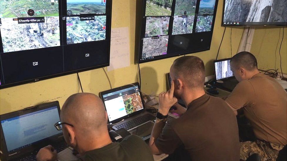 Bakhmut command centre, where Ukrainian officers keep watch over the battlefields using drones