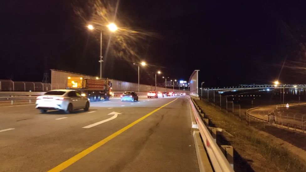 A video on Deputy PM's Marat Khusnullin's telegram appears to show cars crossing the Kerch bridge