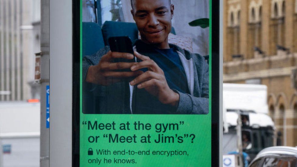 An advert for WhatsApp promoting the security of its encrypted messaging.