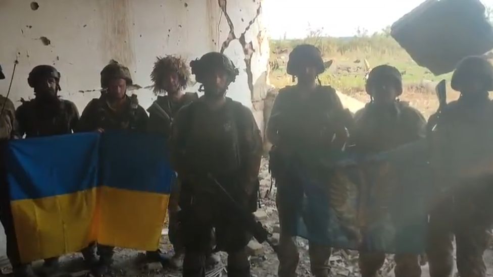 President Zelensky posted footage of Ukrainian troops in Staromaiorske, but was careful to emphasise the gains remain small