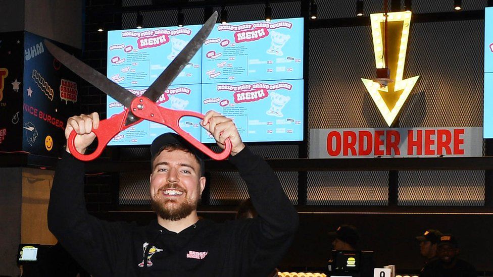 Jimmy Donaldson, aka MrBeast, at the opening of a MrBeast Burger restaurant in New Jersey