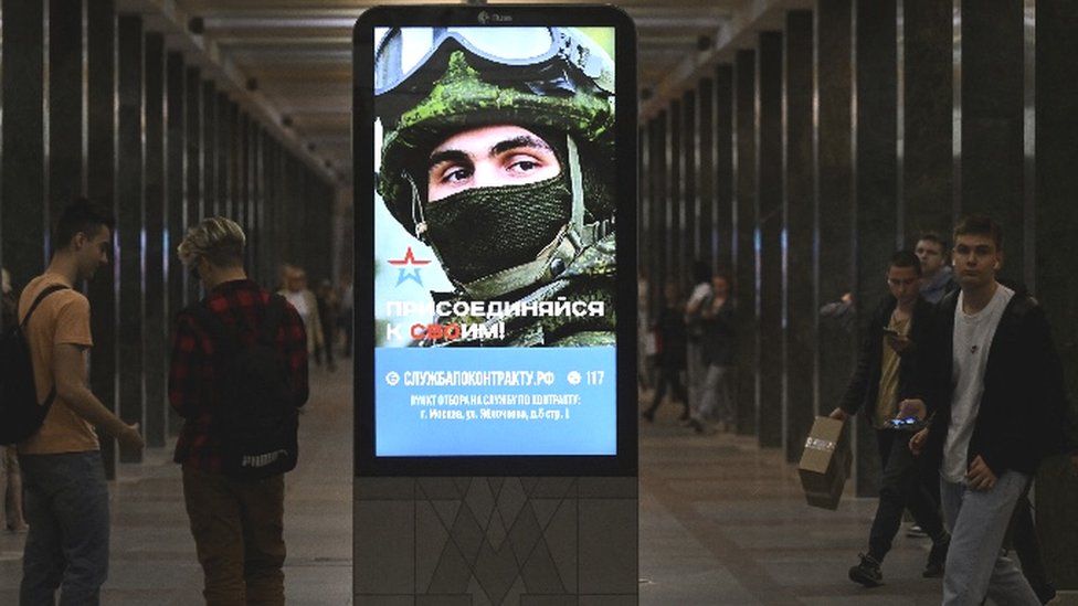 Advertisements for army service have become common in Russia