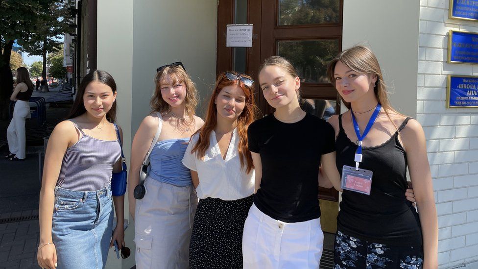 Anya, Tanya, Nastiia, Anna and Sophia all volunteer to help with admissions at Kyiv-Mohyla Academy