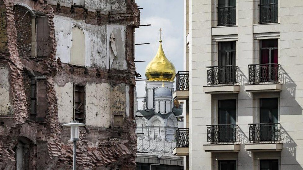Some buildings have been heavily damaged in previous attacks on Moscow