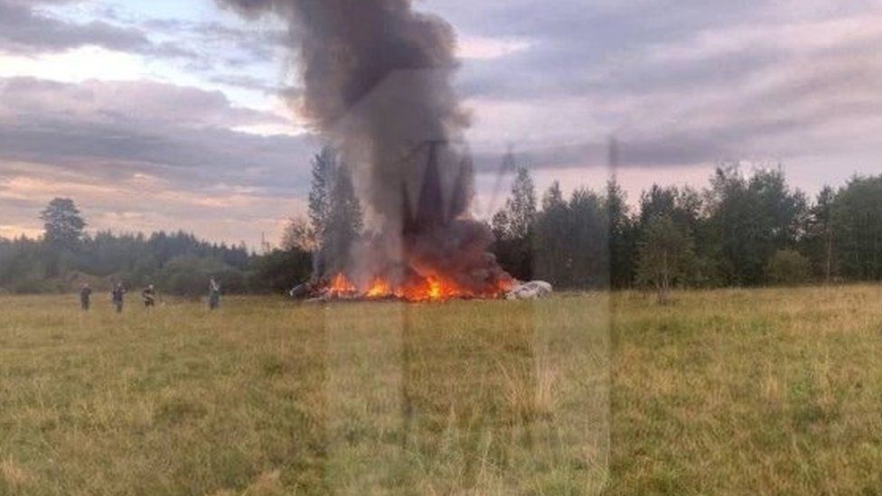 Unverified pictures appear to show the plane on fire