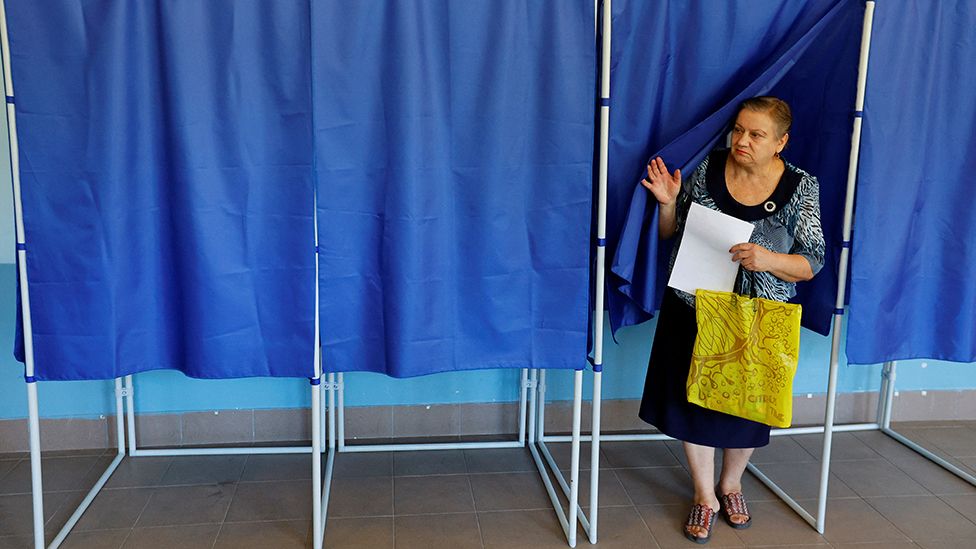 The elections are taking place in regions of Ukraine that Russia claimed as its own last year