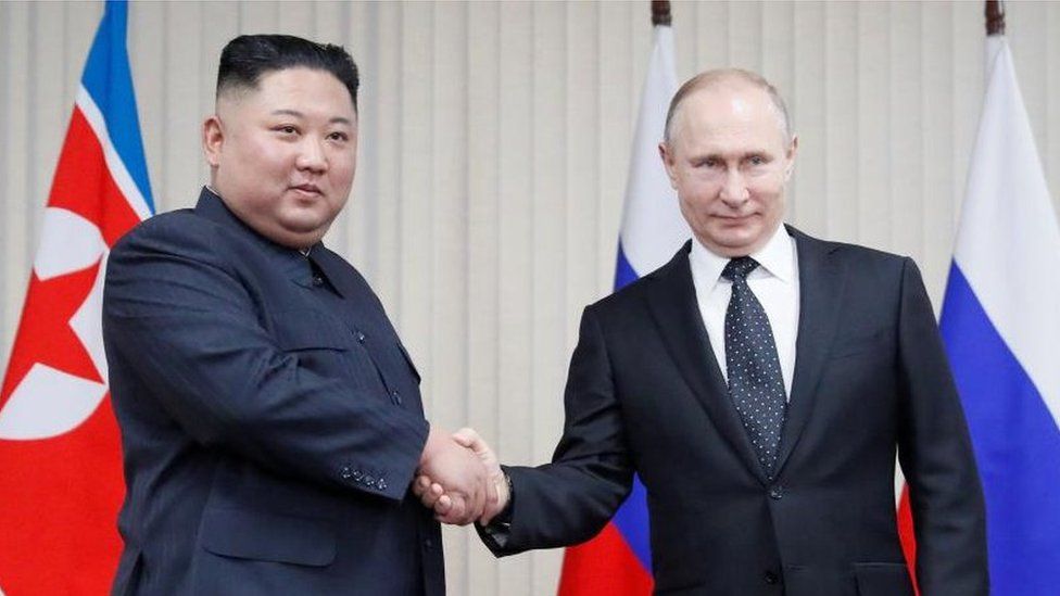 Vladimir Putin and Kim Jong Un met in the Russian port city of Vladivostok in 2019