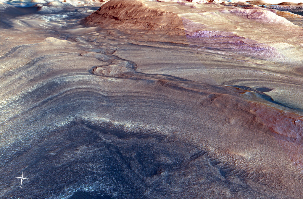 Маршрут Curiosity к каналу Gediz Vallis (рендеринг)