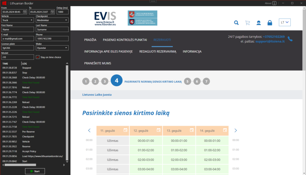 LithuanianBorder.eu Botas - automatinis eilių rezervavimas Lietuvos pasienyje