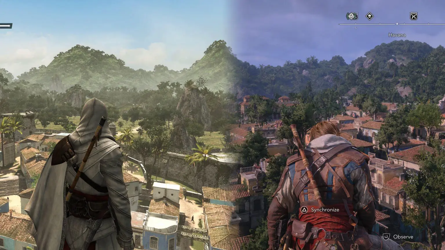 Стоит ли ждать 13 лет выхода ремейка Assassin's Creed Black Flag? 2 Гавана начала XVIII века претерпела значительные изменения по сравнению с оригинальной игрой (слева) и ремейком (справа).